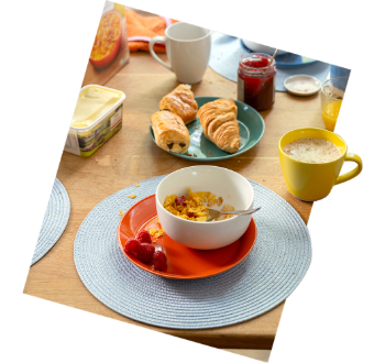 Breakfast and coffee